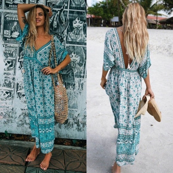 Spell Kombi Folk Dress in Sage - Picture 2 of 16